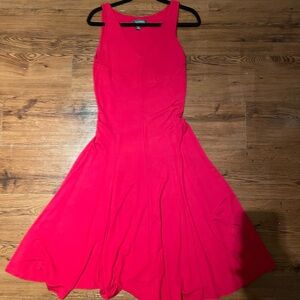 Ralph Lauren Red V-Neck A-Line Midi Dress